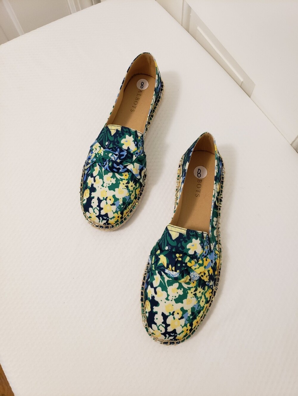 EUC Talbots Izzy Knot Detail Espadrille In Butterfly Garden Sateen Size 8